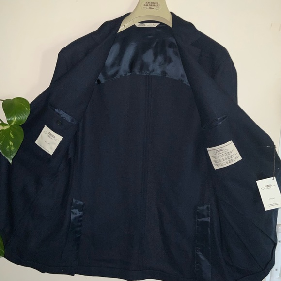 Maurizio Baldassari, Men's Navy Blue Blazer, Nicely Textured, 100%Virgin Wool, - Picture 6 of 9